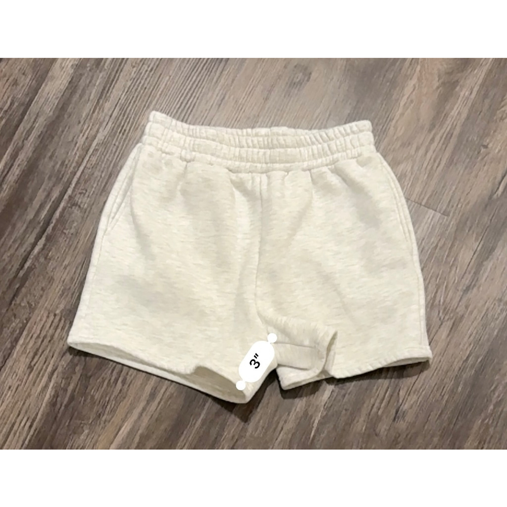 Bailey Rose Women's Light Oatmeal Fleece Lounge Sweat Shorts Elastic Waist Sz S - Picture 2 of 6